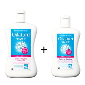 Zestaw Promocyjny Oilatum Baby Łagodna Ochrona (żel do mycia, 300 ml + balsam, 200 ml - 50% Taniej)