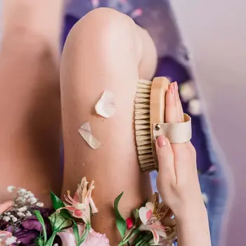 Crystallove, bambusowa szczotka z agawy do masażu ciała na sucho, 1 szt.