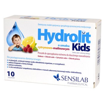 Hydrolit Kids, proszek o smaku cytrynowo-malinowym, 10 saszetek