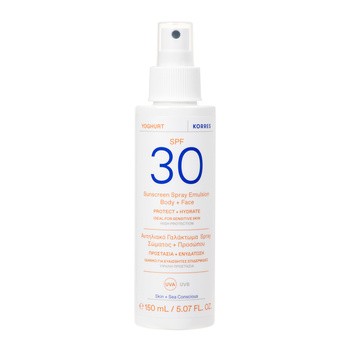 Korres Yoghurt, emulsja ochronna do twarzy i ciała SPF 30, spray, 150 ml