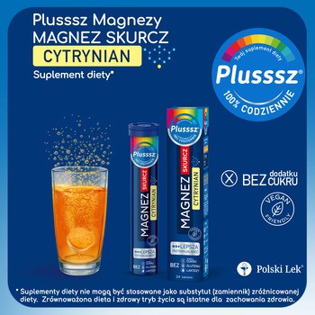 Plusssz Magnez Skurcz Cytrynian, tabletki musujące, 24 szt.
