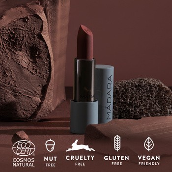 Madara Velvet Matte Cream Lipstick, matowa pomadka o satynowym wykończeniu, Dark Nude, 3,8 g