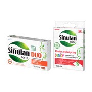 Zestaw Sinulan Forte, plaster aromatyczny, Junior, 5 szt. + Sinulan Duo Forte, tabletki powlekane, 30 szt. https://azcdn.doz.pl/image/d/product/d15e890d-scale-180x180.png