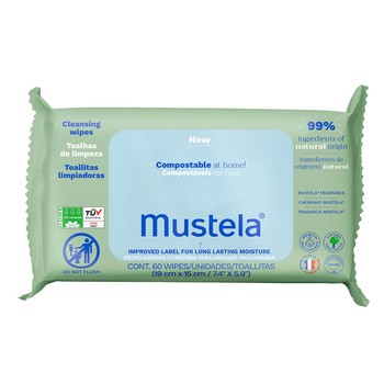 Mustela, kompostowalne chusteczki oczyszczające, 60 szt.