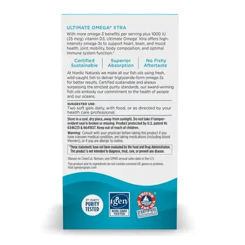 Nordic Naturals Ultimate Omega Xtra 1480 mg, kapsułki, smak cytrynowy, 60 szt.