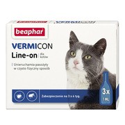 Beaphar Vermicon Line-on dla kotów, 3 pipety kropli przeciwpchłowych dla kotów x 1 ml
