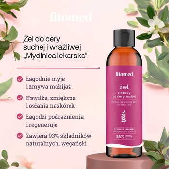 Fitomed Mydlnica lekarska, żel ziołowy do mycia twarzy do cery suchej i wrażliwej, 200 g