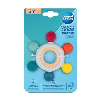 Canpol Babies, gryzak drewniano-silikonowy dla niemowląt STER, 1 szt.