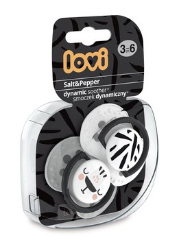 Canpol Lovi Salt&Pepper, smoczek uspokajający silikonowy, dynamiczny 3-6 m, 2 szt.