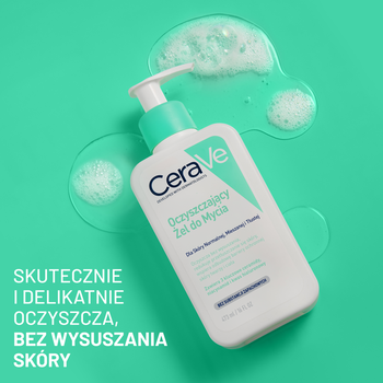 Zestaw CeraVe, oczyszczający żel do mycia z ceramidami dla skóry normalnej i tłustej, 473 ml + nawilżający krem do twarzy z ceramidami, 52 ml