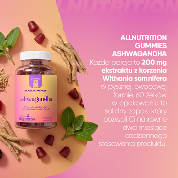 Allnutrition Ashwagandha, żelki, smak wiśniowy, 60 szt.