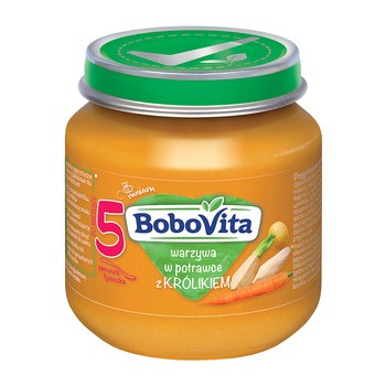 BoboVita, obiadek warzywa w potrawce z królikiem, 6m+, 125 g