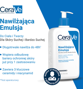 Zestaw CeraVe, nawilżająca emulsja dla skóry normalnej, suchej i bardzo suchej, 473 ml + opakowanie uzupełniające refill, 473 ml