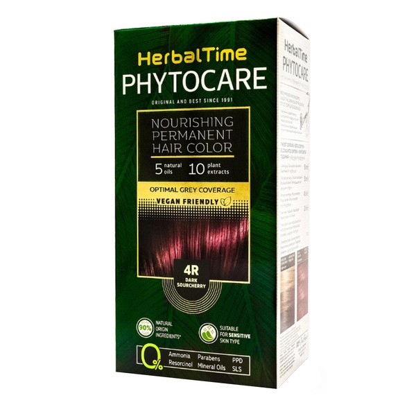 Herbal Time Phytocare, Haarfarbe, 4R Dark Cherry, 130 ml