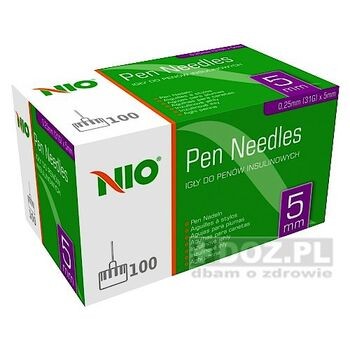 NIO Pen, igły, 31 G (0,25 x 5mm), 100 szt