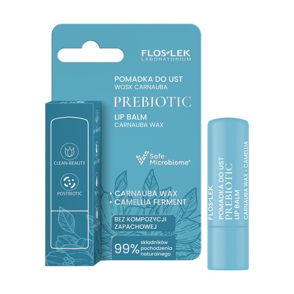FlosLek Laboratorium Flos-Lek Prebiotic, Prebiotyczna pomadka do ust, wosk carnauba, 4 g — Składniki i ocena