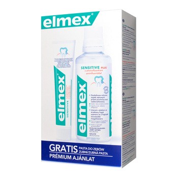 Zestaw Promocyjny Elmex Sensitive, płyn do płukania jamy ustnej, 400ml + pasta do zębów, 75 ml GRATIS