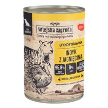 Wiejska Zagroda Indyk z jagnięciną, karma mokra dla psa, 400 g