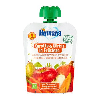 Zestaw 5x Humana 100% Organic Mus, dynia z marchewką w owocach