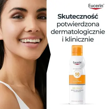 Eucerin Sun Oil Control SPF 50+, transparentny spray ochronny do ciała, 200 ml