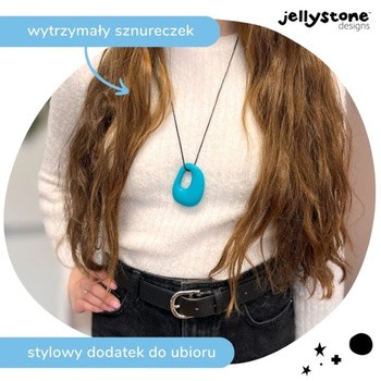 Jellystone Designs, silikonowy wisiorek-gryzak Kamyk, turkusowy, 1 szt.