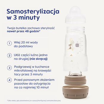 MAM Perfect Start, butelka antykolkowa, 2+ miesięcy, fioletowa, 1 szt.
