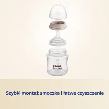 Canpol Babies Natural Shape, butelki ze smoczkiem dwustrefowym, 260 ml, przepływ wolny, 2 szt.