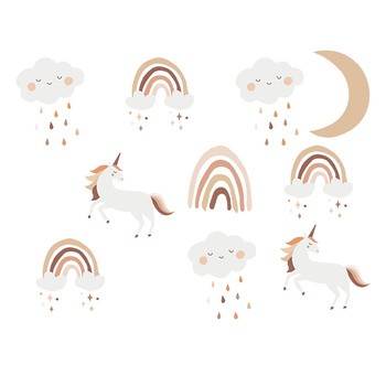 Sipo, Naklejki na ścianę dla dzieci, Jednorożce Boho, 1 szt.