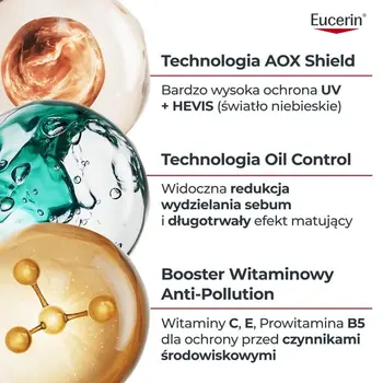 Eucerin Oil Control SPF 50+ Dry Touch, ultralekkie serum ochronne, 30 ml