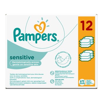 Pampers Sensitive, chusteczki dla niemowląt, 12 x 56 szt