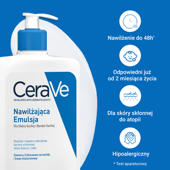 Zestaw CeraVe, nawilżająca emulsja dla skóry normalnej, suchej i bardzo suchej, 473 ml + opakowanie uzupełniające refill, 473 ml