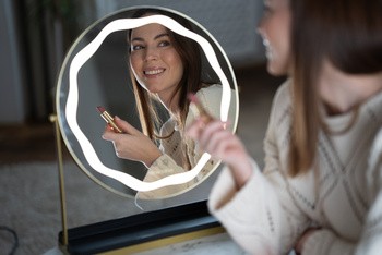 Beautifly Round LED Vanity Mirris, podświetlane lusterko do makijażu z regulacją światła LED, 1 szt.