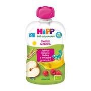 HiPP BIO od pokoleń, Jabłka-Banany-Maliny z orkiszem, po 6. m-cu, 100 g