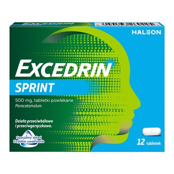 Excedrin Sprint, 500 mg, tabletki powlekane, 12 szt.