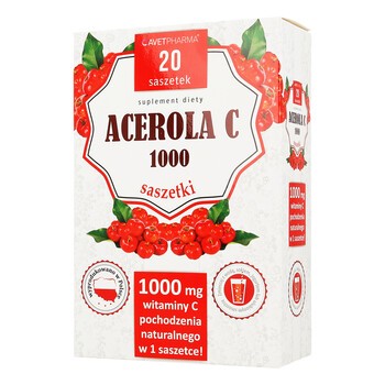 Acerola C 1000 mg, proszek w saszetkach, 20 szt.
