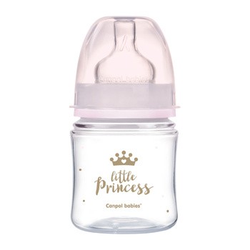 Canpol babies Easy Start Royal Baby, butelka szeroka, antykolkowa, różowa, 120 ml, 1 szt.