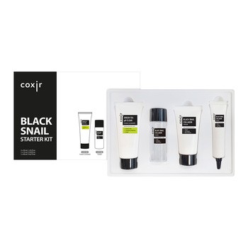 Zestaw Coxir Black Snail, Green Tea Clear pianka oczyszczająca, 30 ml + Black Snail Collagen tonik nawilżający i wygładzający, 30 ml + serum, 15 ml,  krem odżywczy, 20 ml