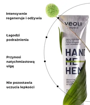 Veoli Botanica Hand Me Hemp, regenerujący krem do rąk, 75 ml