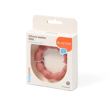 BabyOno, gryzak silikonowy Ring, różowy, 1 szt.