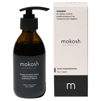 Mokosh, szampon do włosów cienkich, przetłuszczających się i pozbawionych objętości, figa z węglem, 200 ml