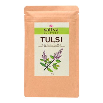 Sattva Herbal Tulsi Powder, ziołowa maseczka do włosów i twarzy, 100 g