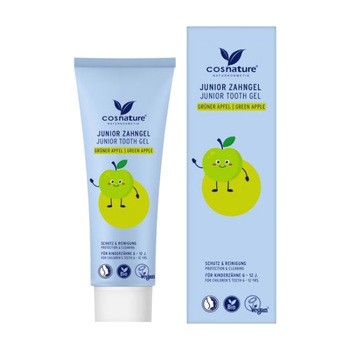 Cosnature, naturalny żel do zębów z fluorem i zielonym jabłkiem dla dzieci 6-12 lat, 75 ml