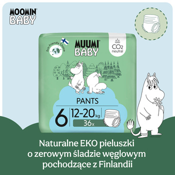 Muumi Baby Pants, pieluchomajtki, 6 (12-20 kg), 36 szt.