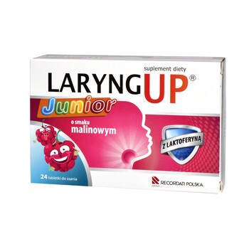 Laryng Up Junior o smaku malinowym, tabletki do ssania, 24 szt.