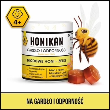 Honikan Gardło i Odporność Miodowe Honi - Żelki, 105 g (ok. 30 szt.)