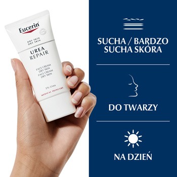 Eucerin UreaRepair Plus, krem do twarzy z 5% Mocznikiem, do suchej i bardzo suchej skóry, 50 ml