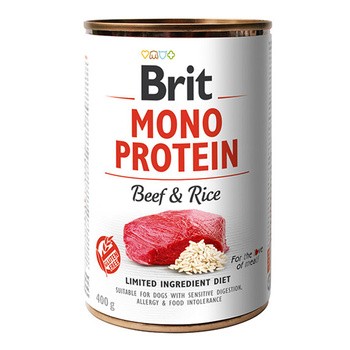 Brit Mono Protein Beef & Rice, monobiałkowa karma mokra dla psów dorosłych, 400 g