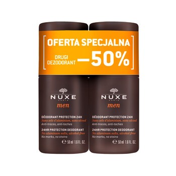 Zestaw Promocyjny Nuxe Men Duo, dezodorant, 24h ochrona, roll-on, 50 ml x 2 szt. (drugi produkt 50% TANIEJ)