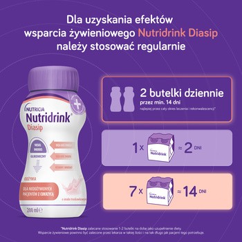 Nutridrink Diasip, płyn, smak truskawkowy, 4 x 200 ml