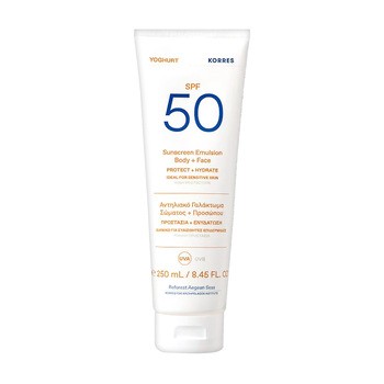 Korres Yoghurt, emulsja ochronna do twarzy i ciała SPF 50, 250 ml